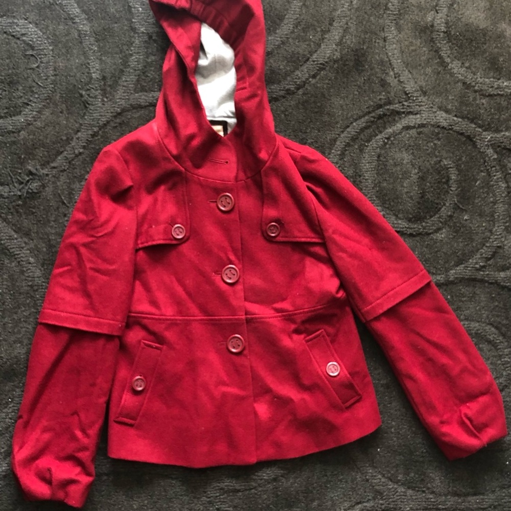 Elevenses red coat from Anthropologie